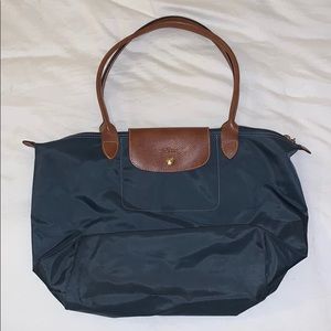 Longchamp Le Pliage Nylon Shoulder Tote - Gunmetal
